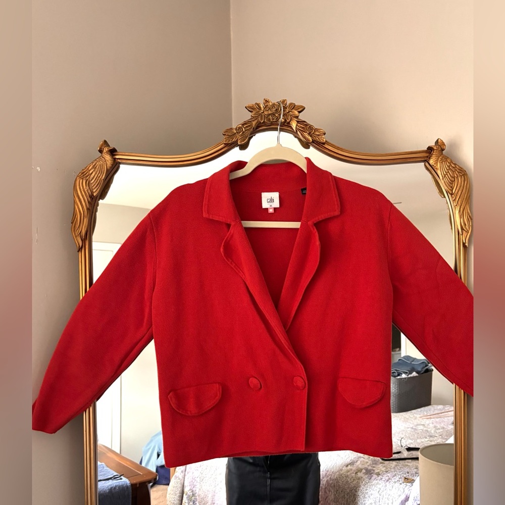 CAbi Vibrant Red Women's Sweater Blazer
